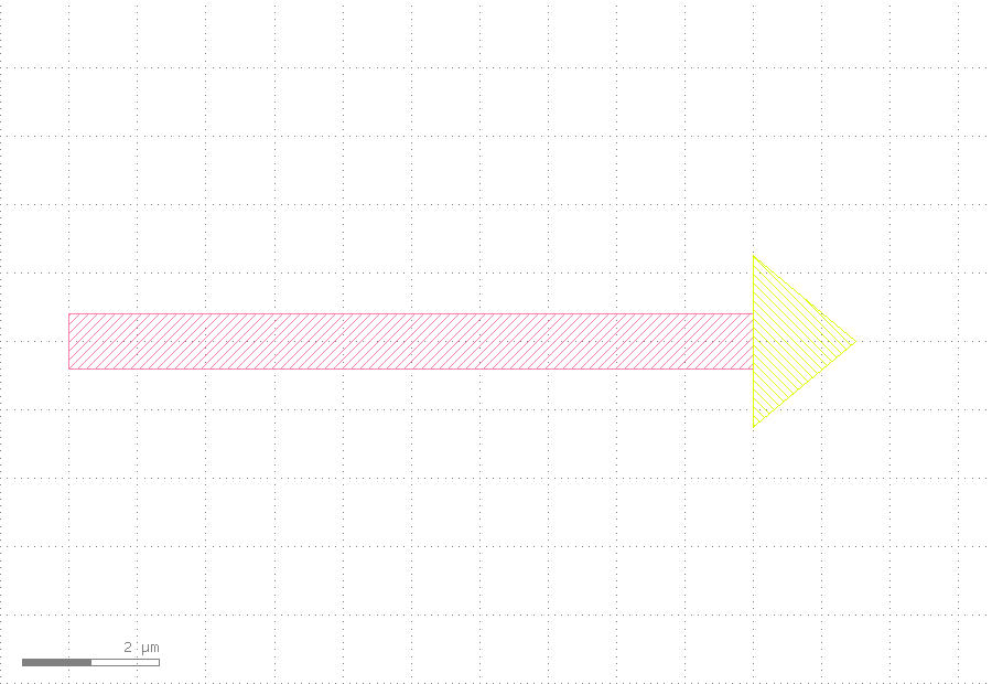 A thin waveguide with an obviously oversized triangle drawn at its end